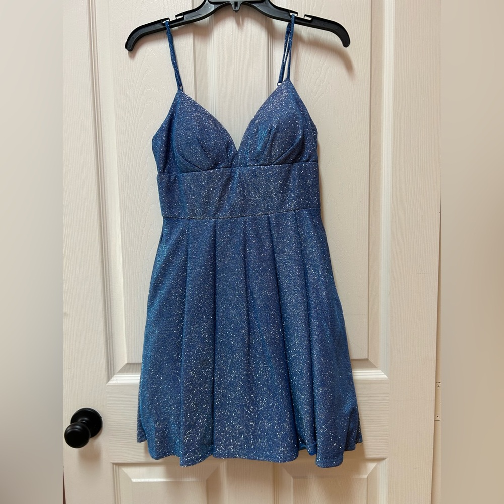 Blue Glittery Women's cocktail dress